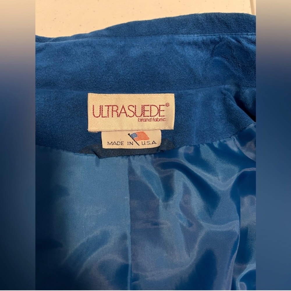 Count Romi Ultrasuede Vintage 80s Cobalt Blue Long Sleeve Trench‎ Coat Size 8 - Picture 10 of 14